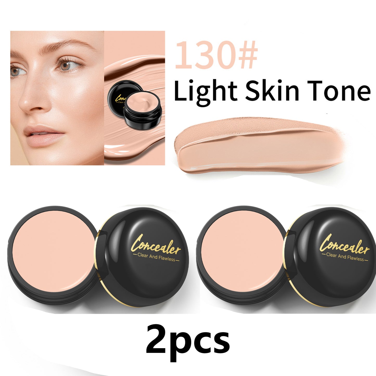2Pcs Pot Concealer Full Coverage Brightener Waterproof