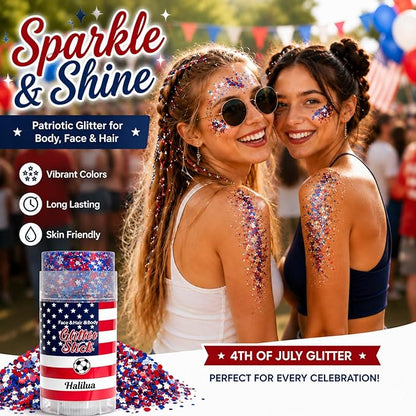 Patriotic Face Hair Glitter Stick