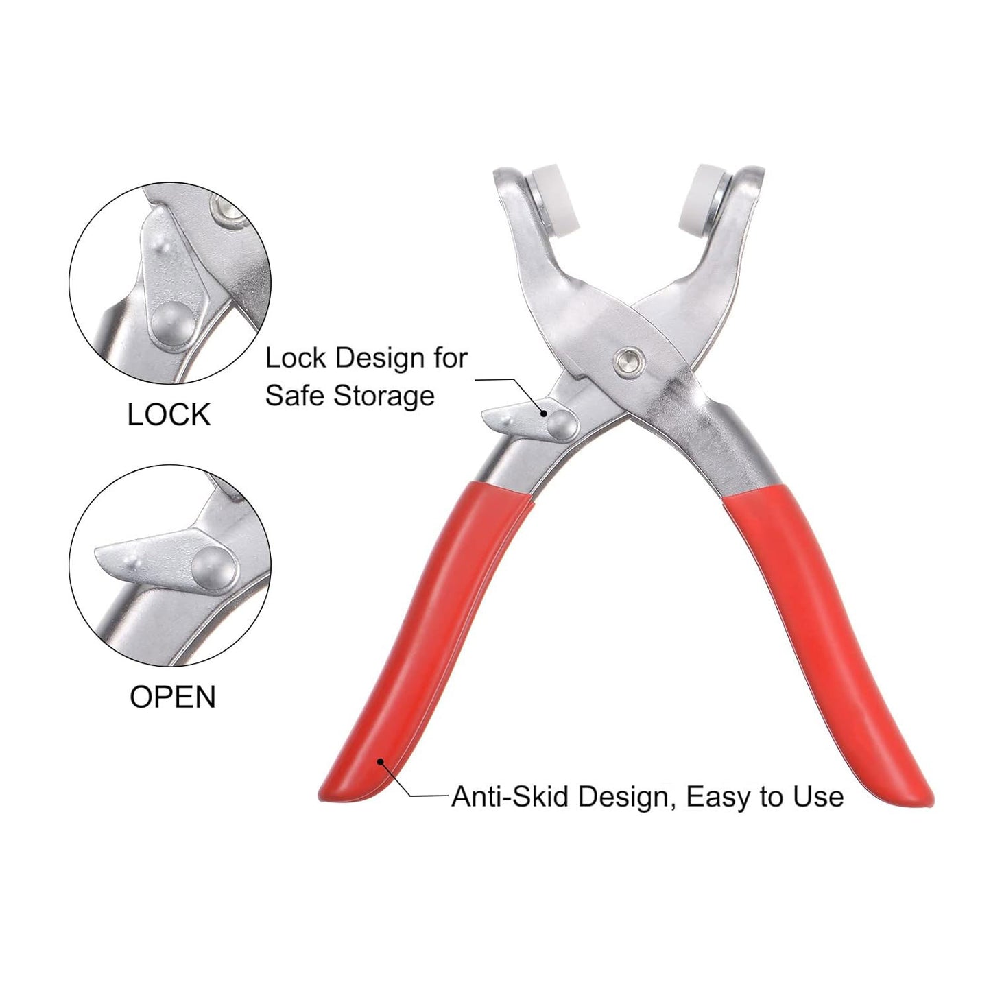 Universal Handheld Metal Snaps Buttons Plier with 50 Pairs of Metal Eyelets - Pearl Snap Button Kit for DIY Small Fabric Sewing
