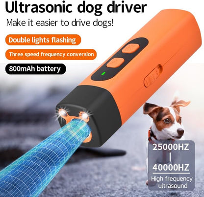 Stop Barking Dog Trainer Handheld Ultrasonic Chaser Drive Away Device Flashlight