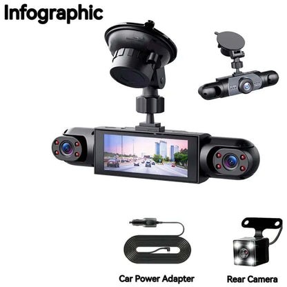 Full View Car Dashcam System,360° 4 Channel Dash,1080P Full HD Recording, Infrared Night Vision