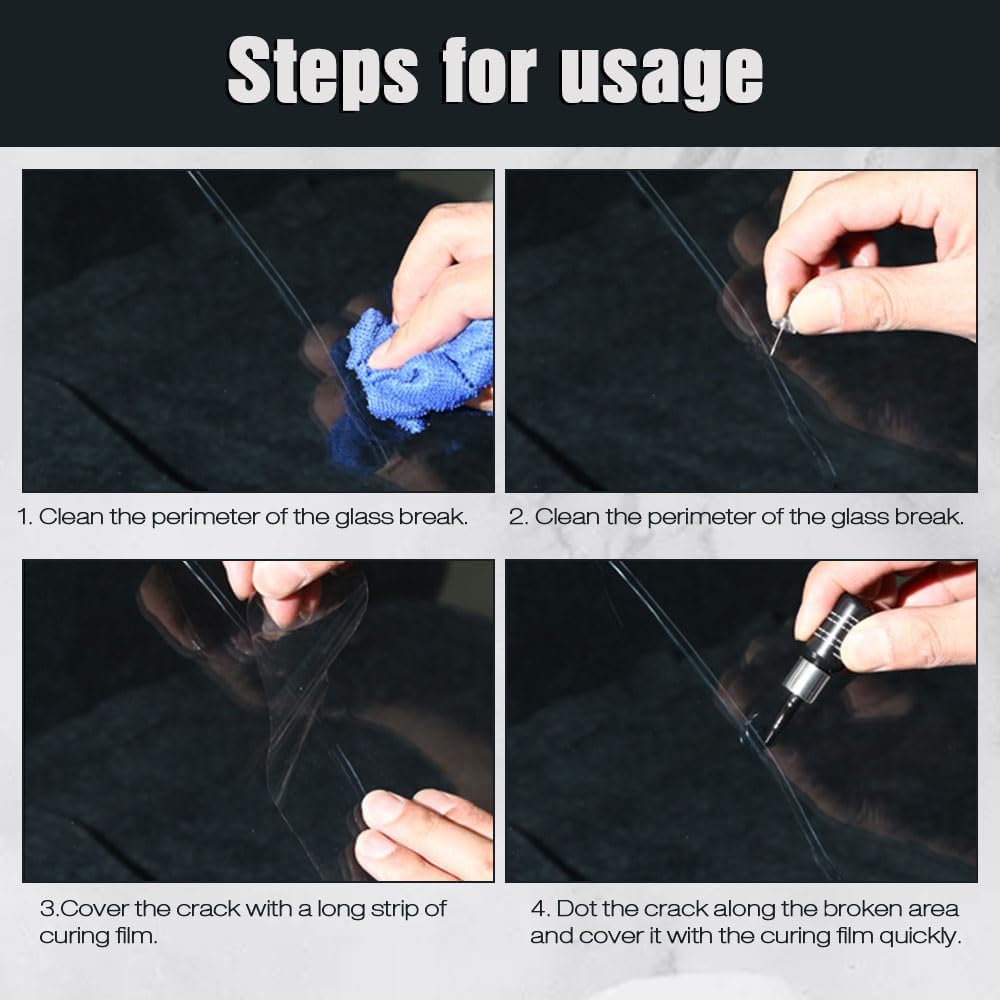 2Pcs Glass Repair Kit, Chipped Windshield Repair Kit