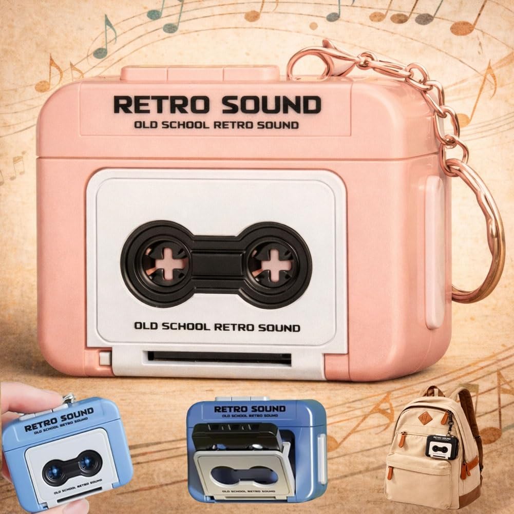 Creative Mini Tape Recorder Keychain – Portable Retro Recorder