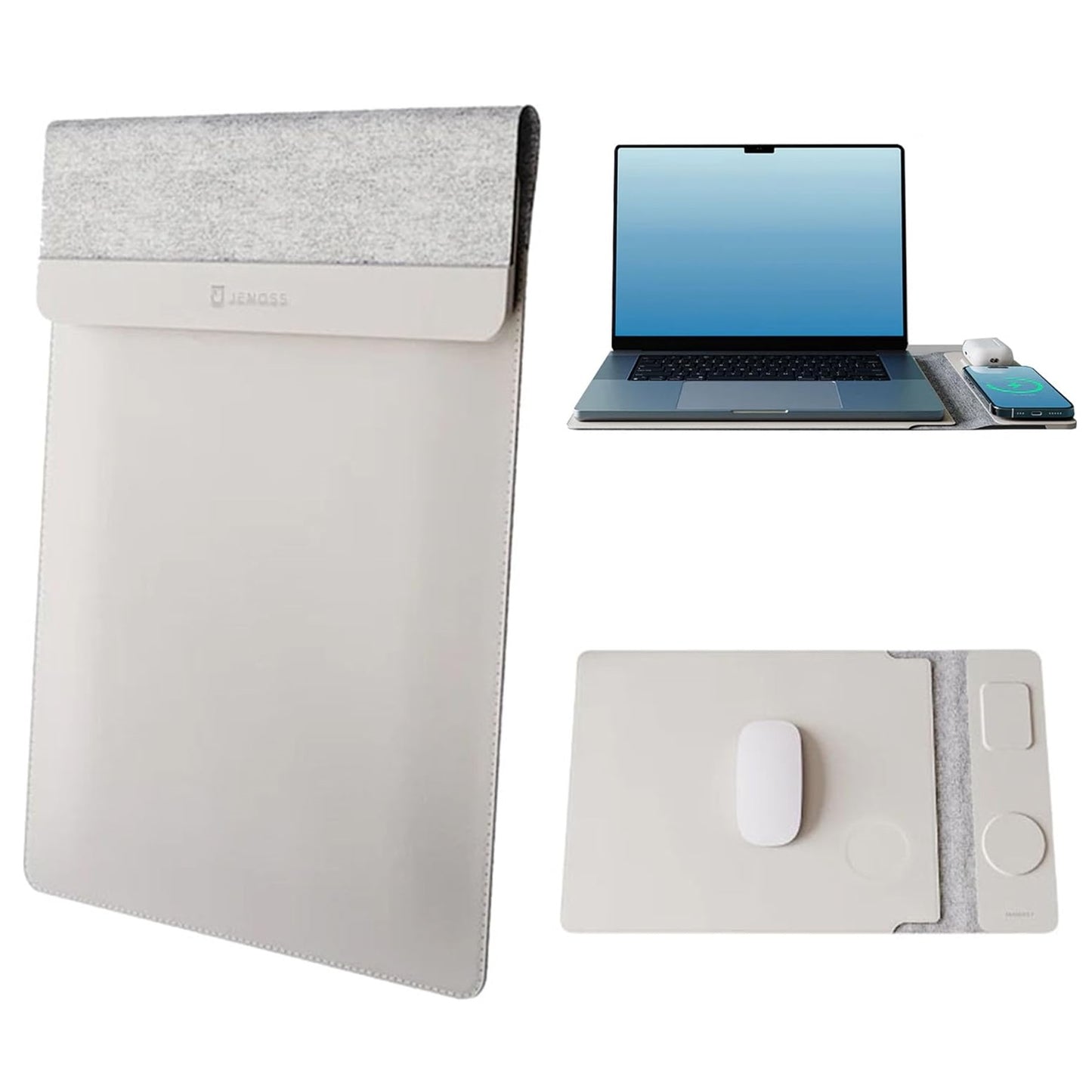 4 in 1 Wireless Sleeve 15"-16", Desktop Charging Mat for Laptop