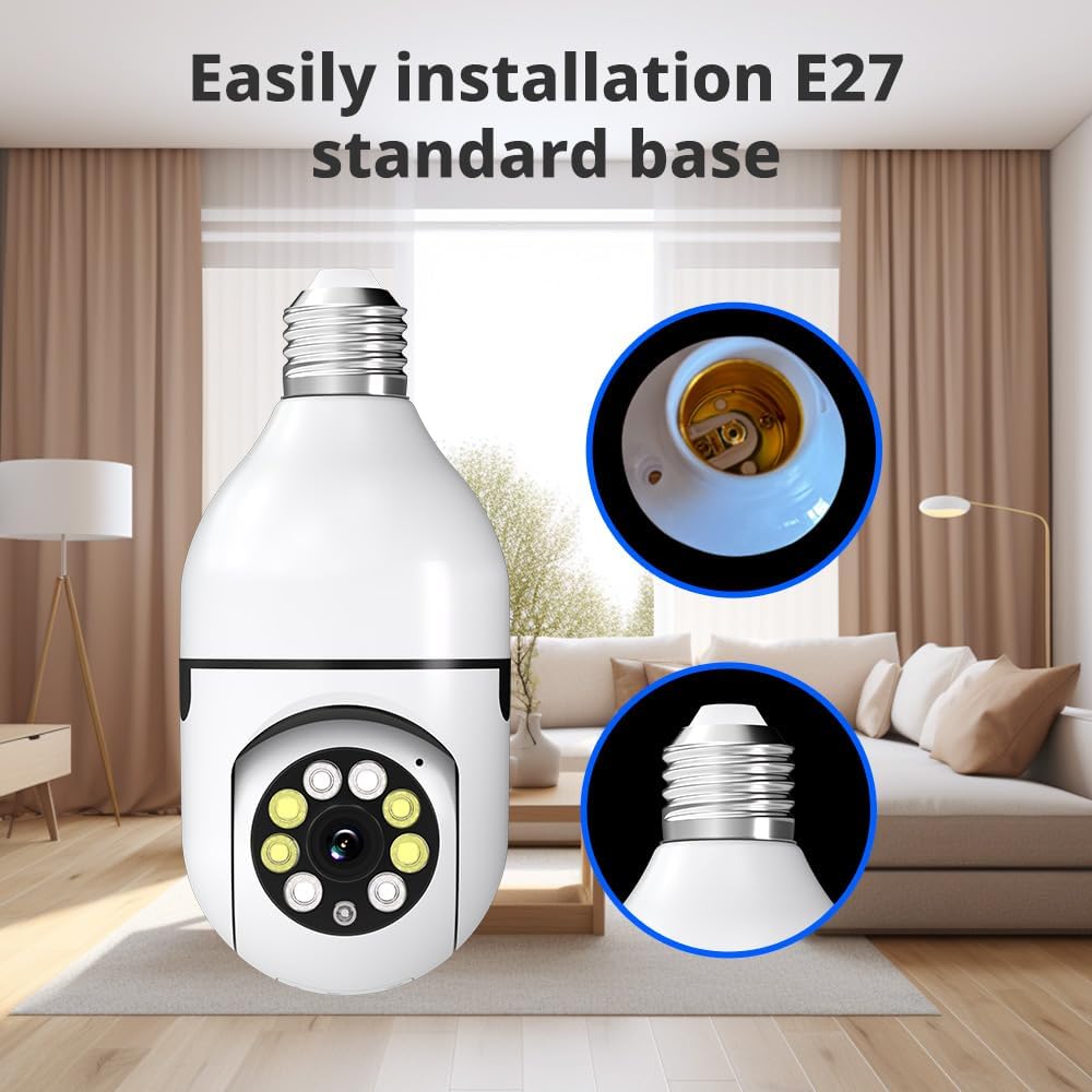 5GHz WiFi 720P HD Light Bulb Camera for Indoor Monitoring