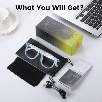 Bluetooth Translation Glasses with Speakers Smart Audio Sunglasses with AI Translation (160+Languages)