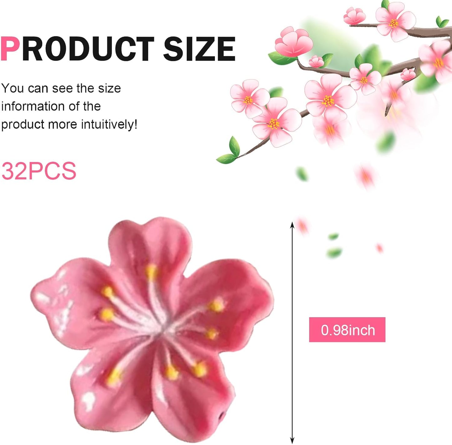 32PCS 3D Cherry Blossom Car Decal Stickers