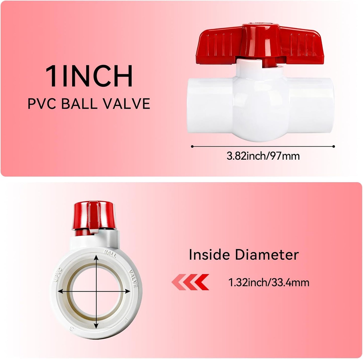 PVC Ball Valve Supply Pipe Knob Threaded Ends
