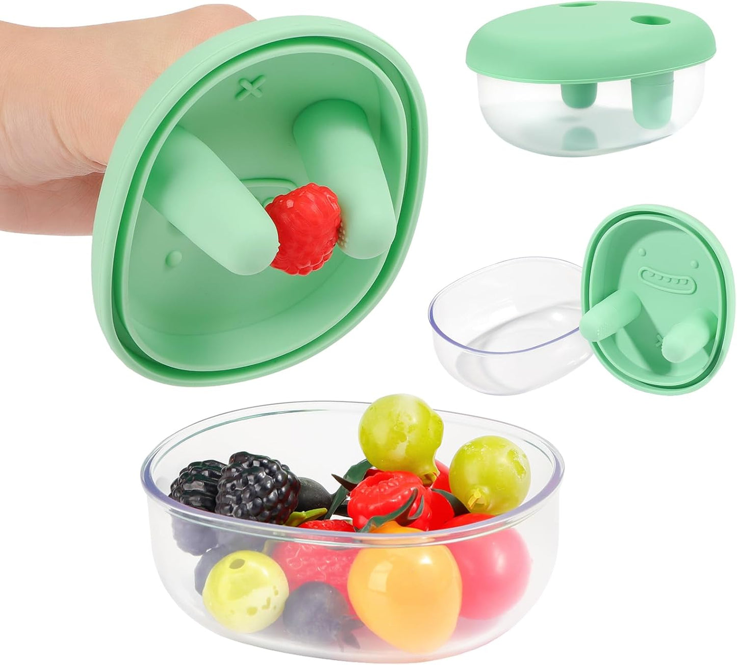 2-in-1 Portable Reusable Leak-Proof Silicone Lid No-Mess Snack Container For Keeping Hands Clean