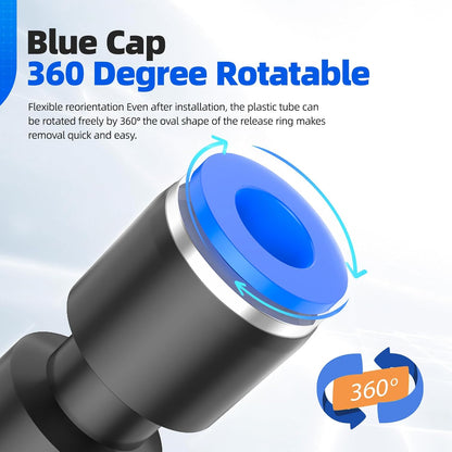 80Pcs Quick Connect Air Hose Fittings 5/32" 1/4" 5/16" 3/8" 1/2" inch Straight Push to Connect Fittings Kit