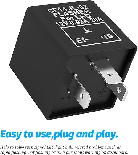 2Pcs 3 Pin CF14 JL-02 Electronic Car Flasher Relay to Fix LED Light Turn Signal Hyper Flash Blinking Light 12V DC