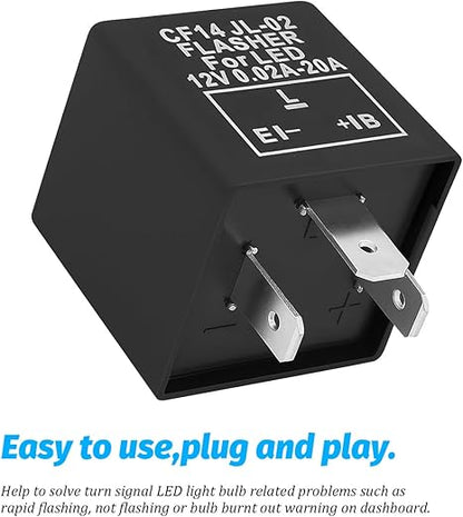 2Pcs 3 Pin CF14 JL-02 Electronic Car Flasher Relay to Fix LED Light Turn Signal Hyper Flash Blinking Light 12V DC