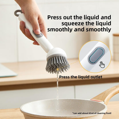 360° Rotatable Dish Brush with Soap Dispenser, Multifunctional Kitchen Cleaning Tool，Kitchen Brush with Holder