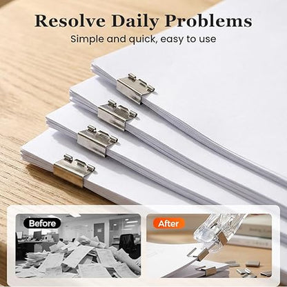 Reusable No-pin Stapler Set , Portable Home and Office Paper Binder Organizer for Student Documents and Files