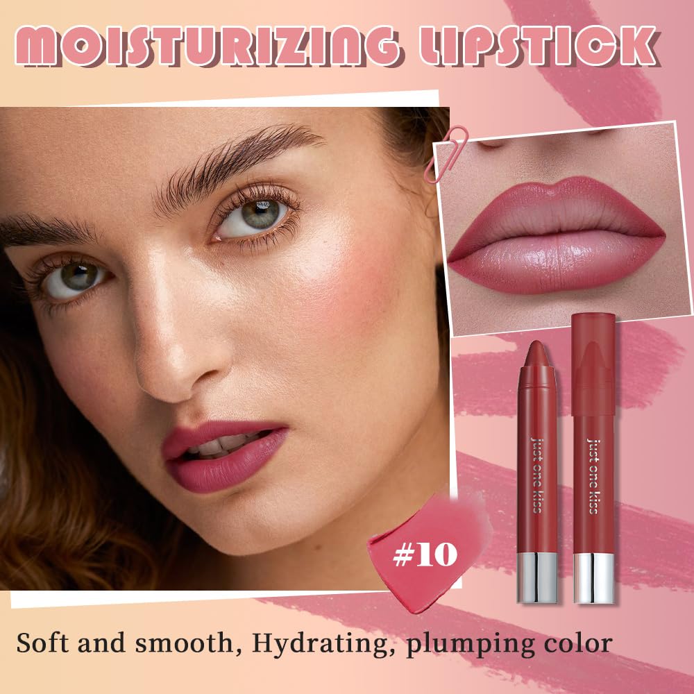 6pcs Natural Nourishing Tinted Lip Crayons Set for Women - Moisturising  Longwear, Matte Creamy
