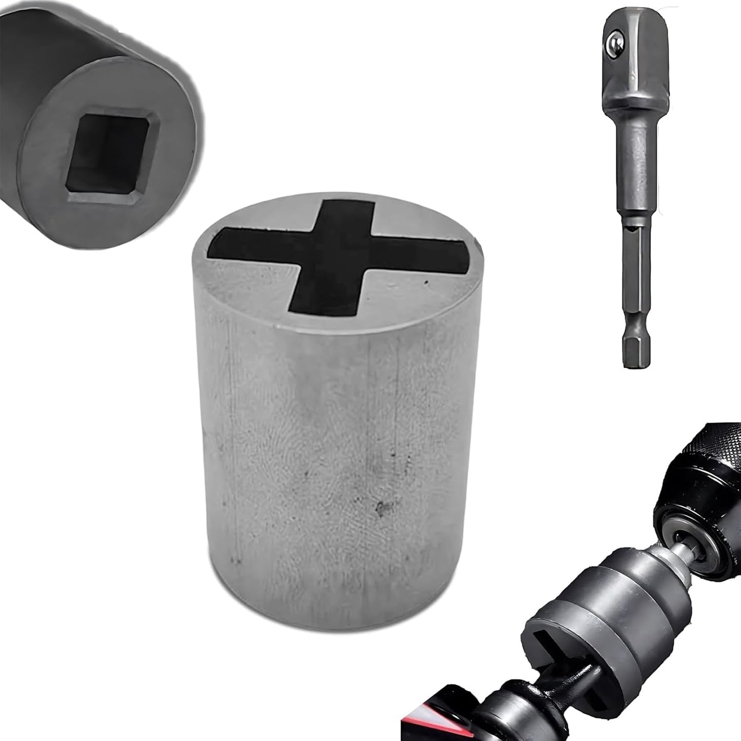 Universal Jack Socket Adapter with a 1/2 in Socket Adapter Bit for Hand Drill, Scissor Jack Drill Adapter