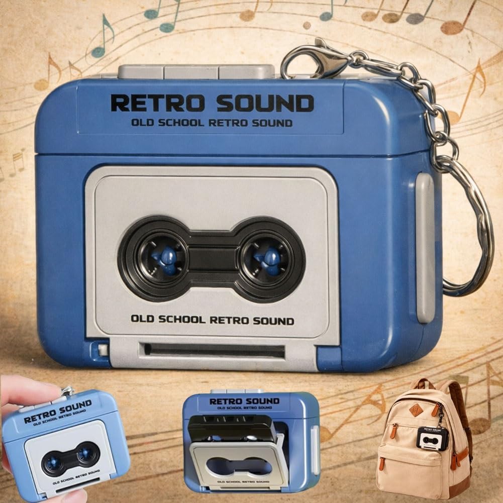 Creative Mini Tape Recorder Keychain – Portable Retro Recorder