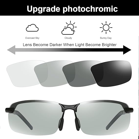 Photochromic Polarized Driving Sunglasses for Men - Day to Night Transition Safety Glasses