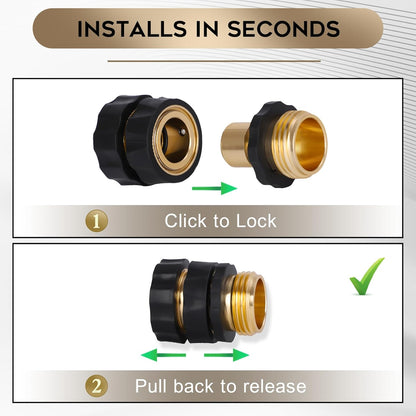 3/4" Garden Hose Connector, 3 set Garden Hose Quick Connect Fittings