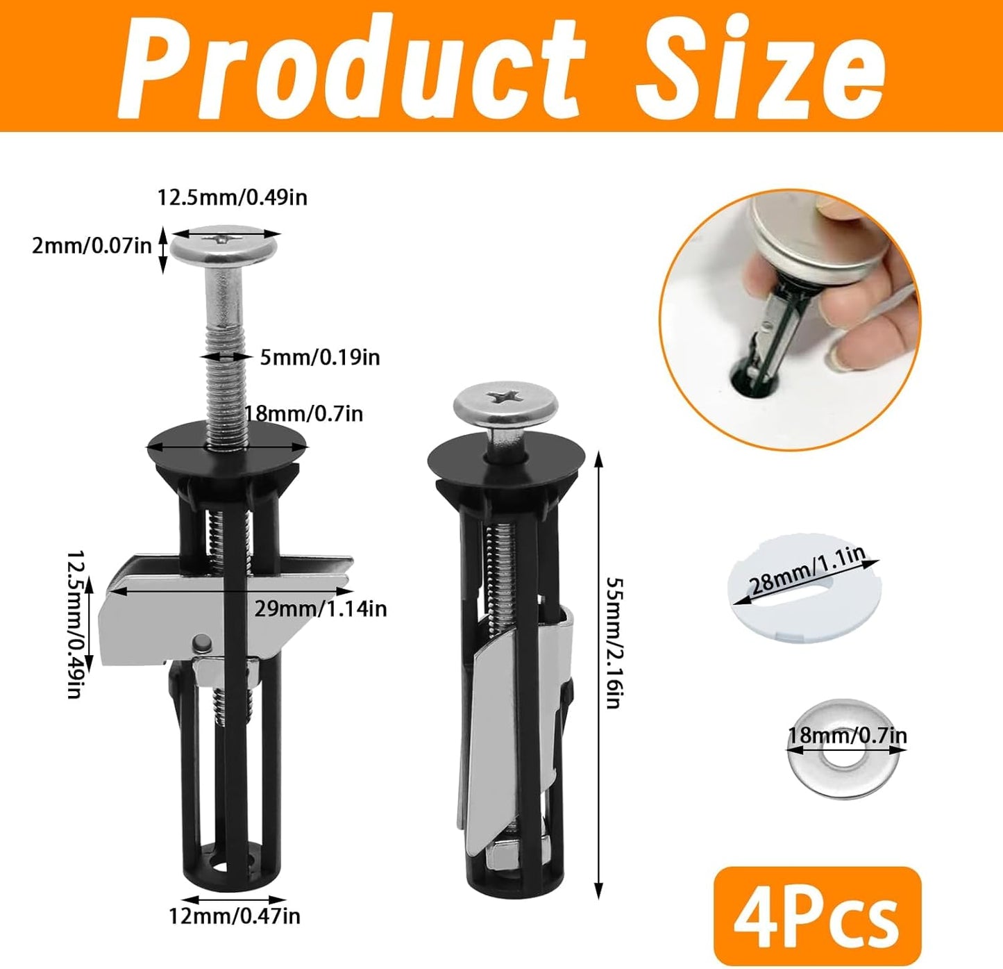 Universal Toilet Seat Bolt Kit - Quick Release, Easy to Install