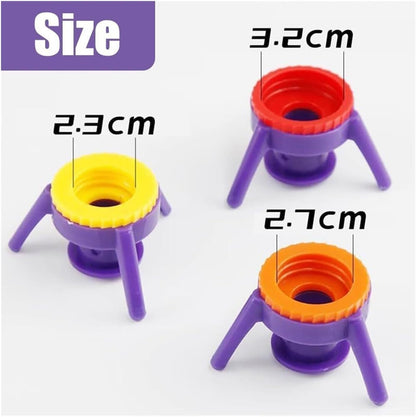 Bottle Emptying Cap Kit with 3 Sizes, Leak-Proof Upside Down Dispenser for Thick Liquids, Fits Most Plastic Bottles