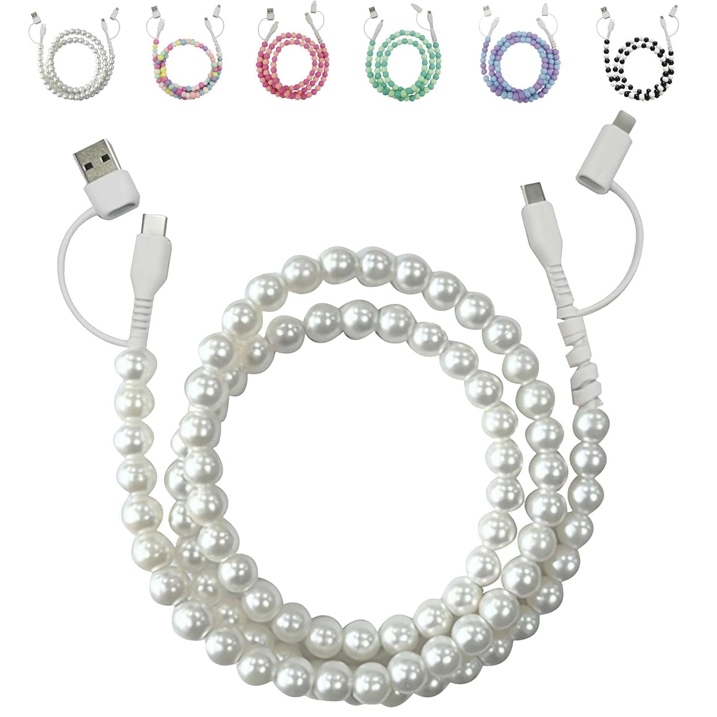Adorable Pearl Bead USB-C to USB-C Fast Charging Cable (1m)