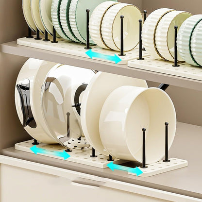 Retractable Stainless Steel Kitchen Dish Organizer with Drain Holes and Removable Columns for Storage Solutions