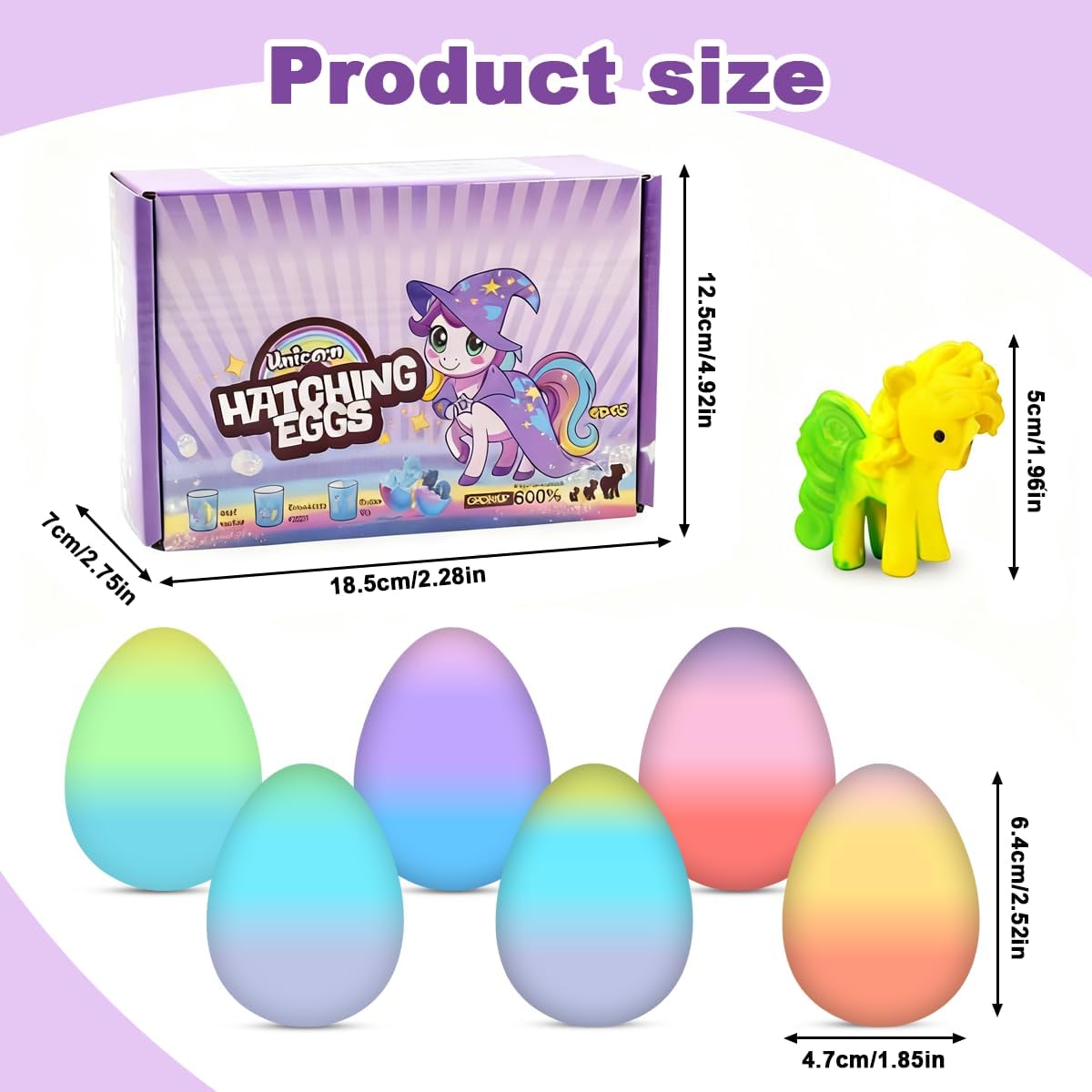 6 Pack Unicorn Hatching Rainbow Eggs for Kids