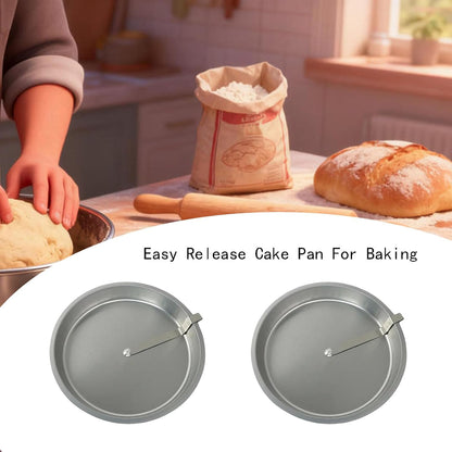 Easy Release Pans Round with Lever, 9.7" Quick Release Easy-Out Cake Pan Set