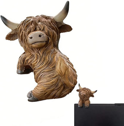Cute Mini Highland Cow Dashboard Decoration