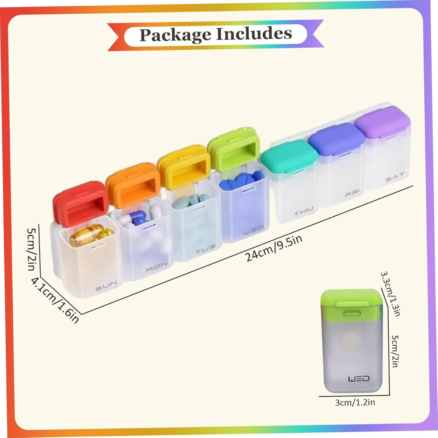 Magnetic Pill Organizer for Fridge, Pill Cases Organizers 7 Day with Removable Compartments