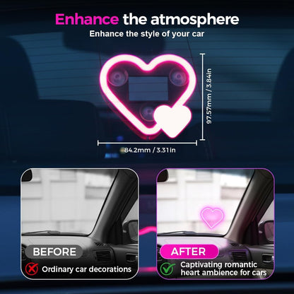 Solar Heart LED Atmosphere Light,Vibration Sensing LED Neon Ambient Lighting Waterproof Romantic Mood Love Illumination