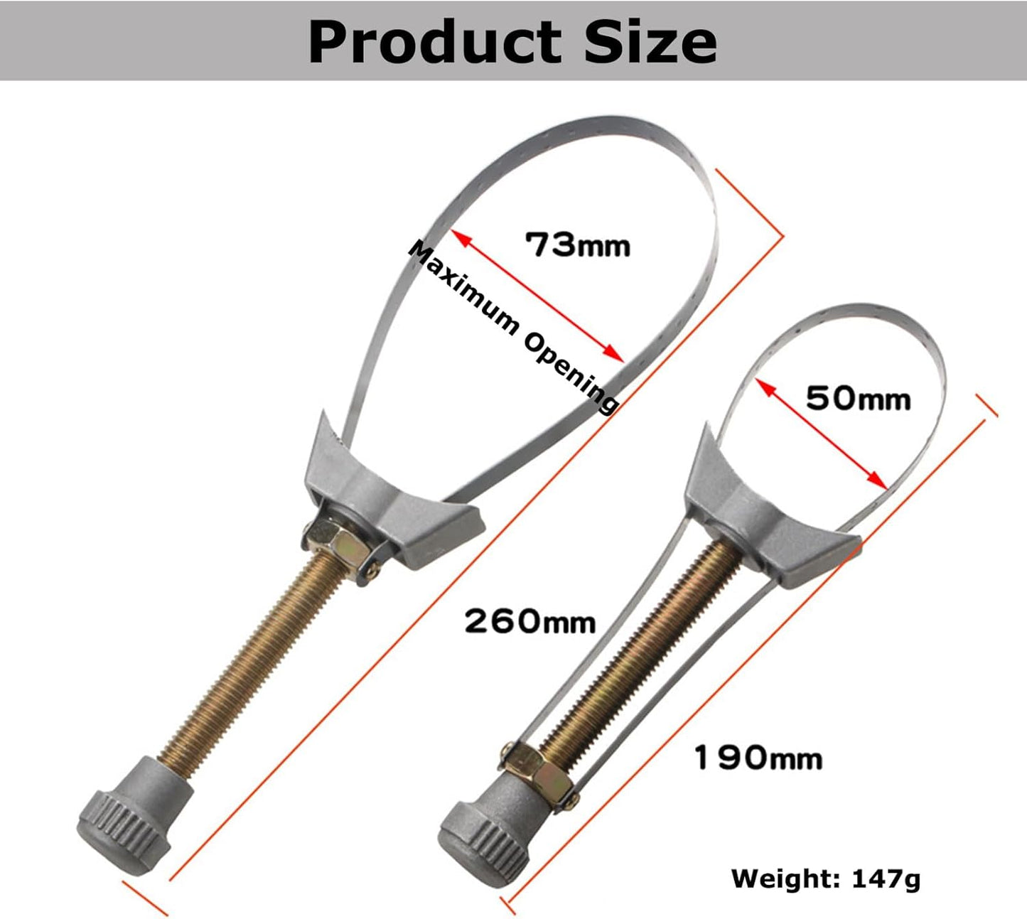 Adjustable Metal Oil Fuel Filter Removal Strap Wrench Tool 60-120mm