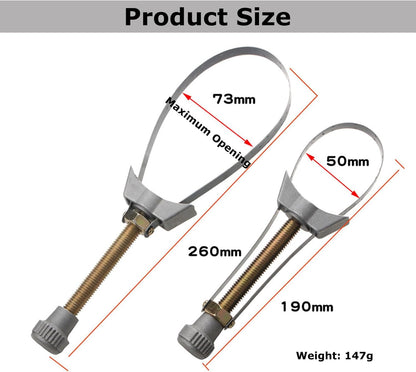 Adjustable Metal Oil Fuel Filter Removal Strap Wrench Tool 60-120mm