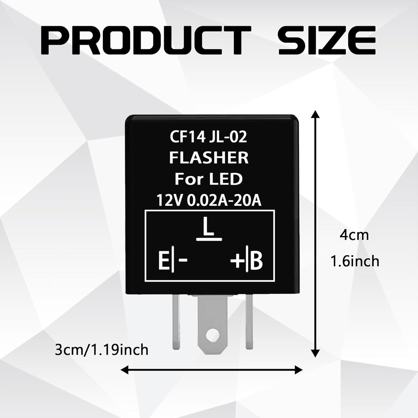 2Pcs 3 Pin CF14 JL-02 Electronic Car Flasher Relay to Fix LED Light Turn Signal Hyper Flash Blinking Light 12V DC