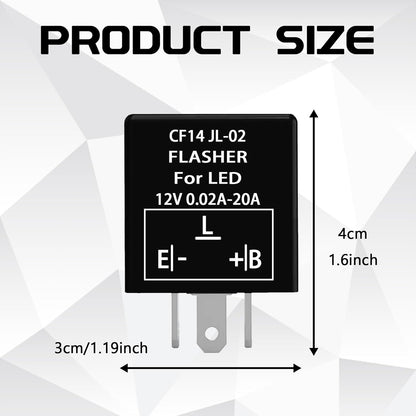 2Pcs 3 Pin CF14 JL-02 Electronic Car Flasher Relay to Fix LED Light Turn Signal Hyper Flash Blinking Light 12V DC