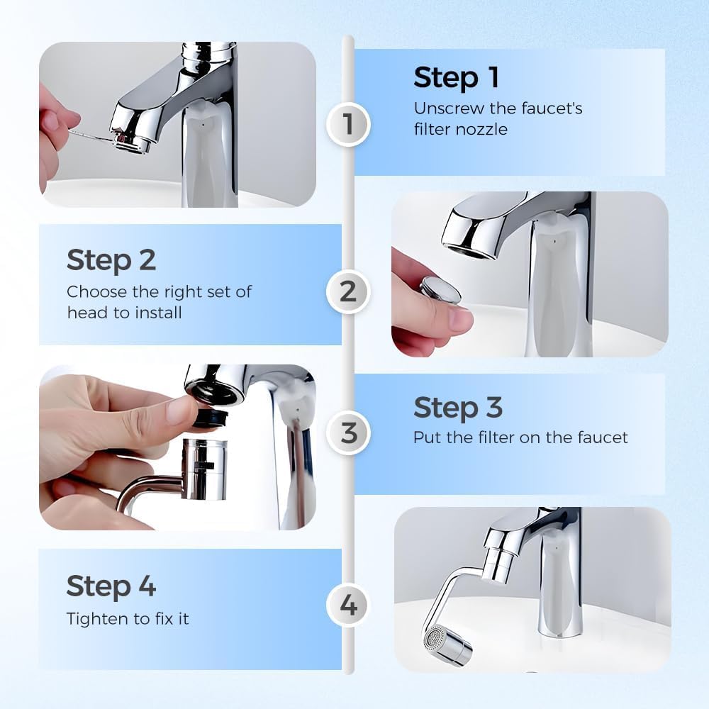 Robotic Arm in Brass Swivel Faucet Extender, Sink Water Faucet Extension Filter