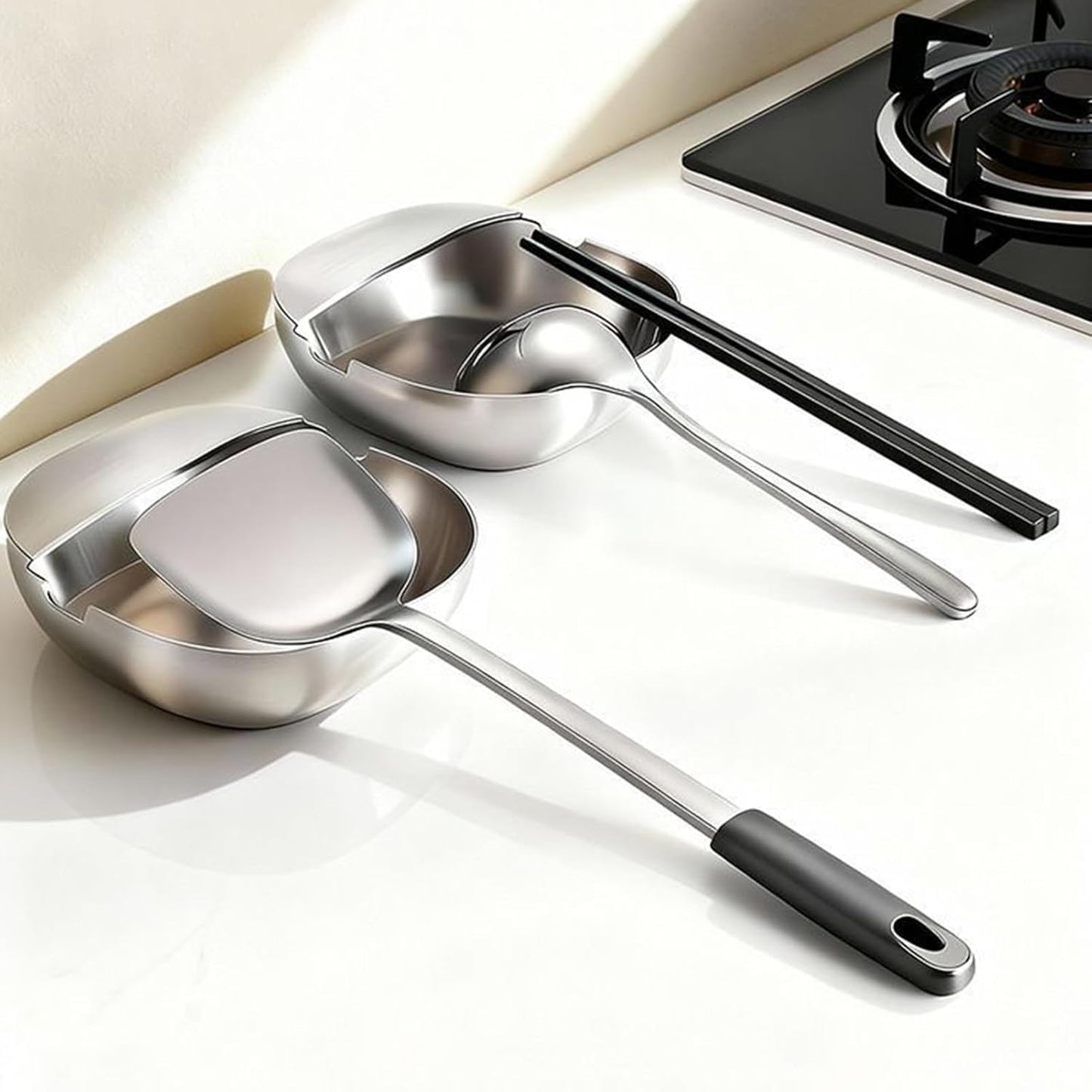 Stainless Steel Spoon Rest Ladle Holder Modern Cooking Tools