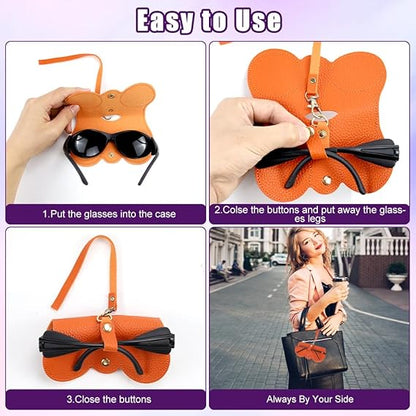 2Pcs Soft Glasses Bag for Women Men, Portable Leather Glasses Case for All Kinds of Glasses