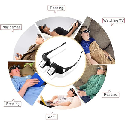 Horizontal Lazy Glasses for Lying Down – HD Prism Bed Reading & TV Watching Glasses