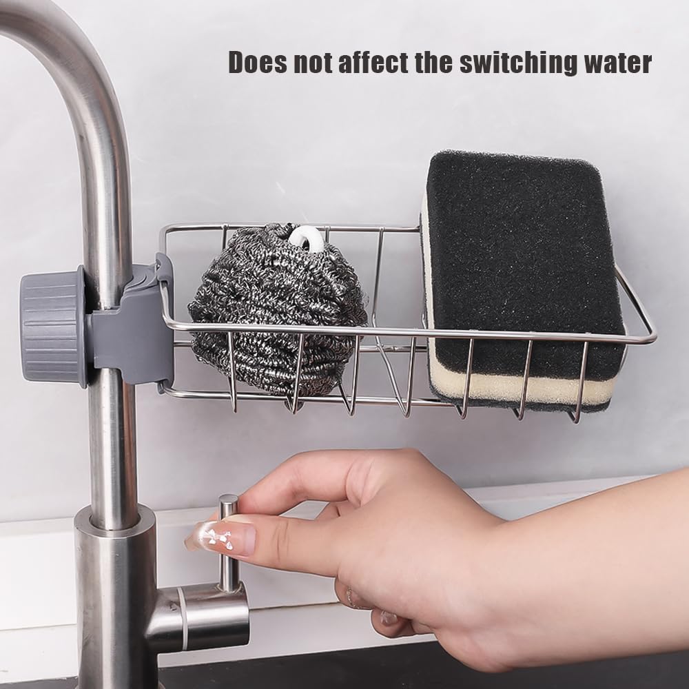 Kitchen Sink Caddy Organizer Over Faucet Sponge Holder
