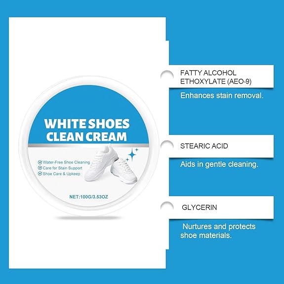 Shoe Cleaning Cream - 100g White Anti Yellow Paste with Sponge