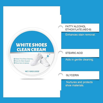 Shoe Cleaning Cream - 100g White Anti Yellow Paste with Sponge