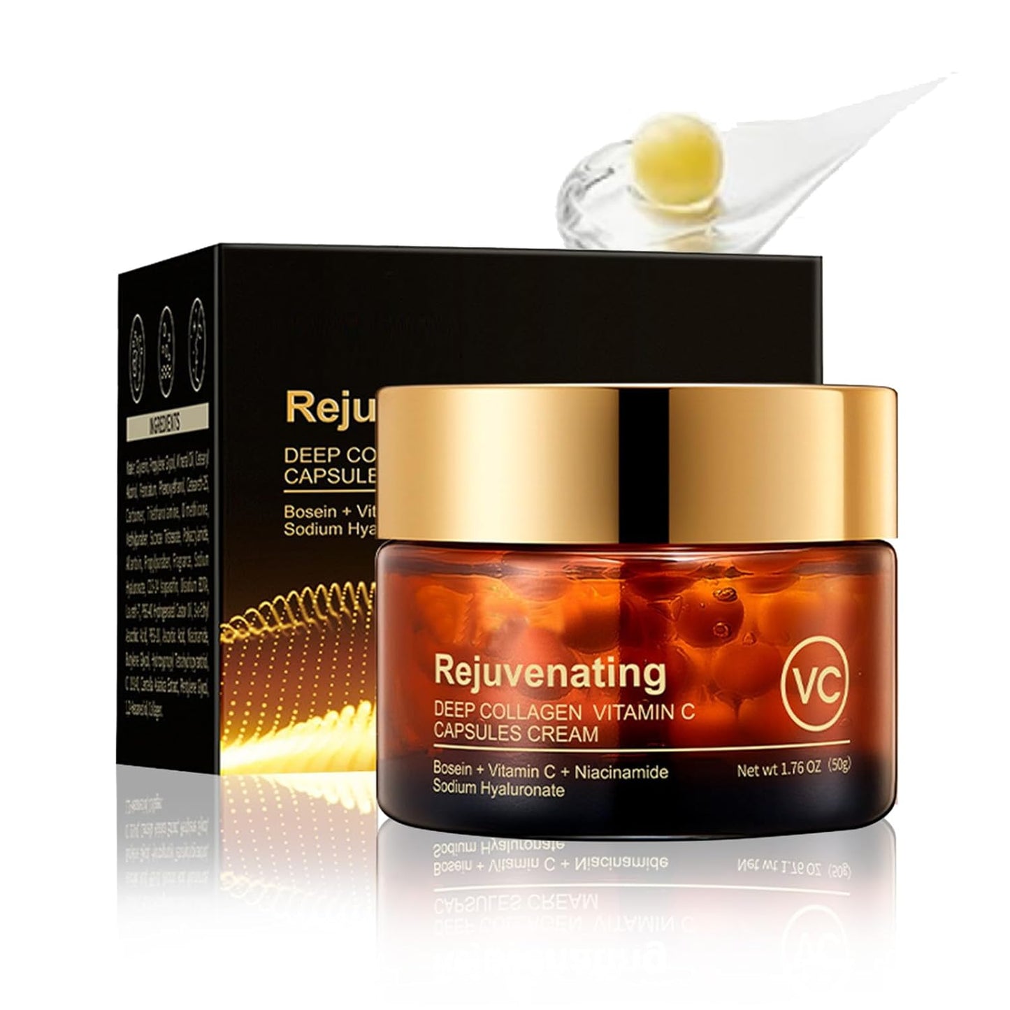 Deep Collagen Vitamin C Capsules Cream,Rejuvenating Anti-Wrinkle Moisturizer Face Cream