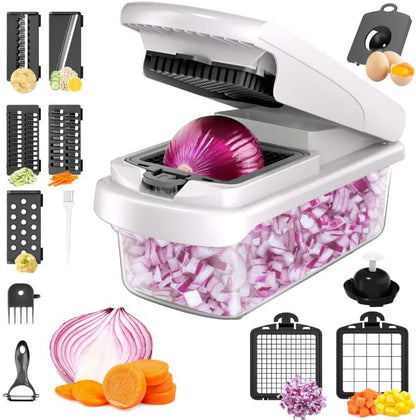 Safe Hand Protection Reusable Vegetable Chopper Mandoline Slicer For Vegetables Fruits Cutting -  ABS Stainless Steel Design Multi Function For Dicing Mincing