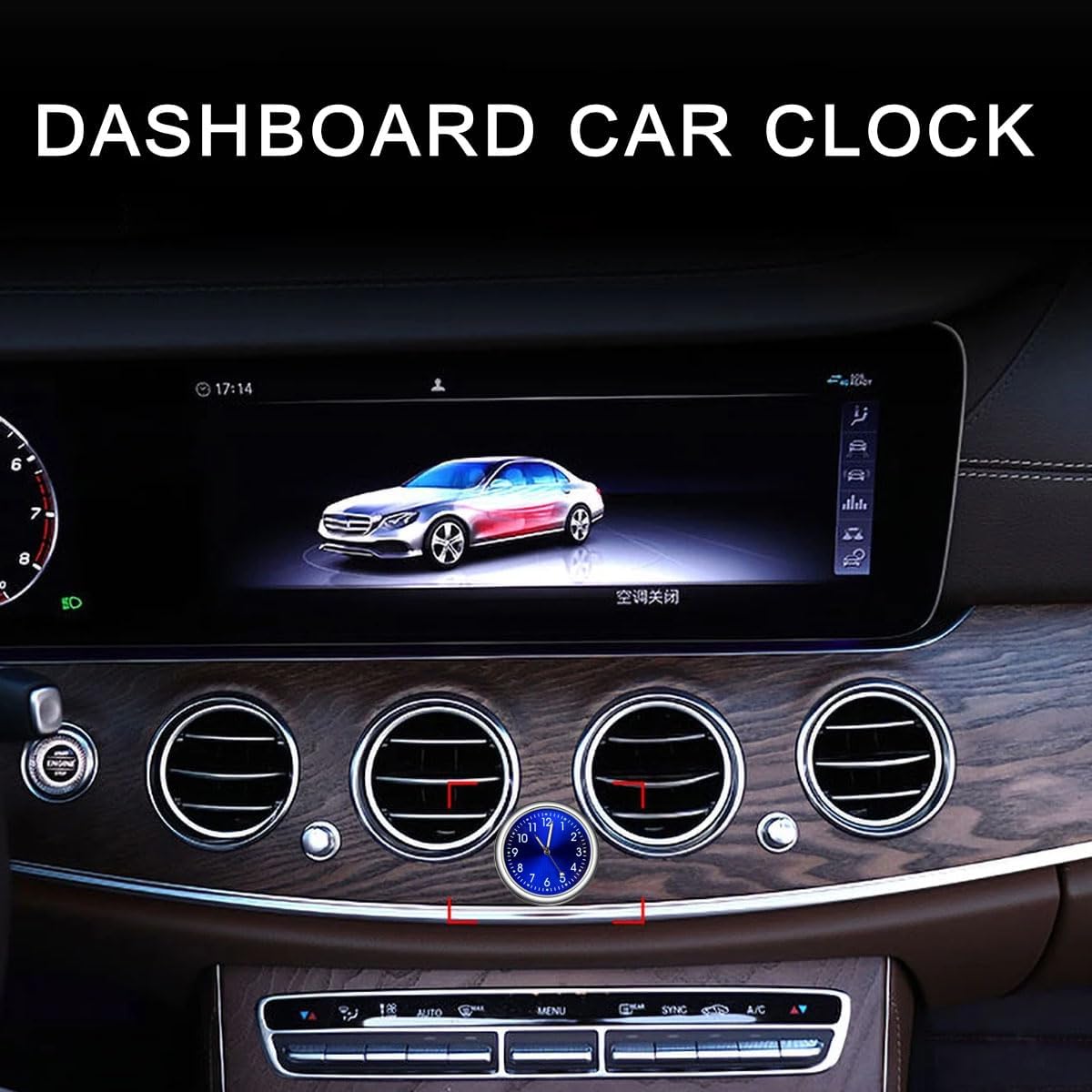 Mini Car Clock for Dash with Adhesive Sticker & Vent Clip - Luminous Decoration