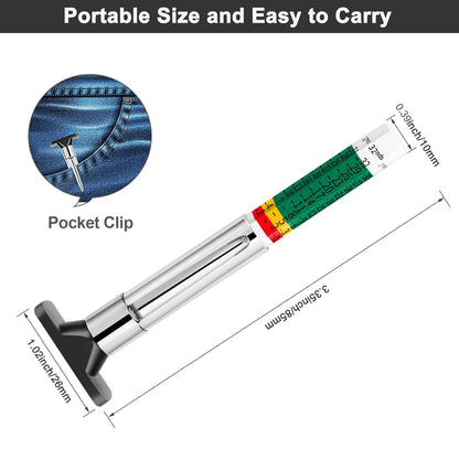Smart Color Coded Tire Tread Depth Gauge