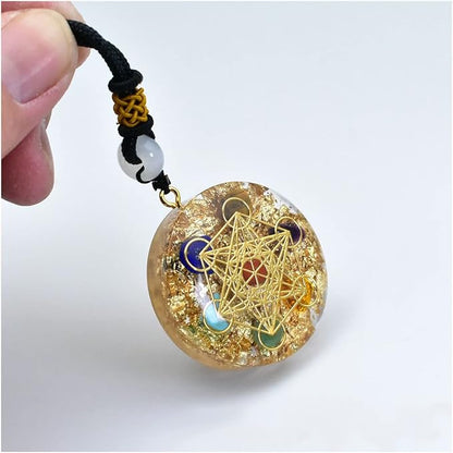 Orgone Pendant Energy Necklace,7 Chakras w/Crystals Stones Orgone Pendant
