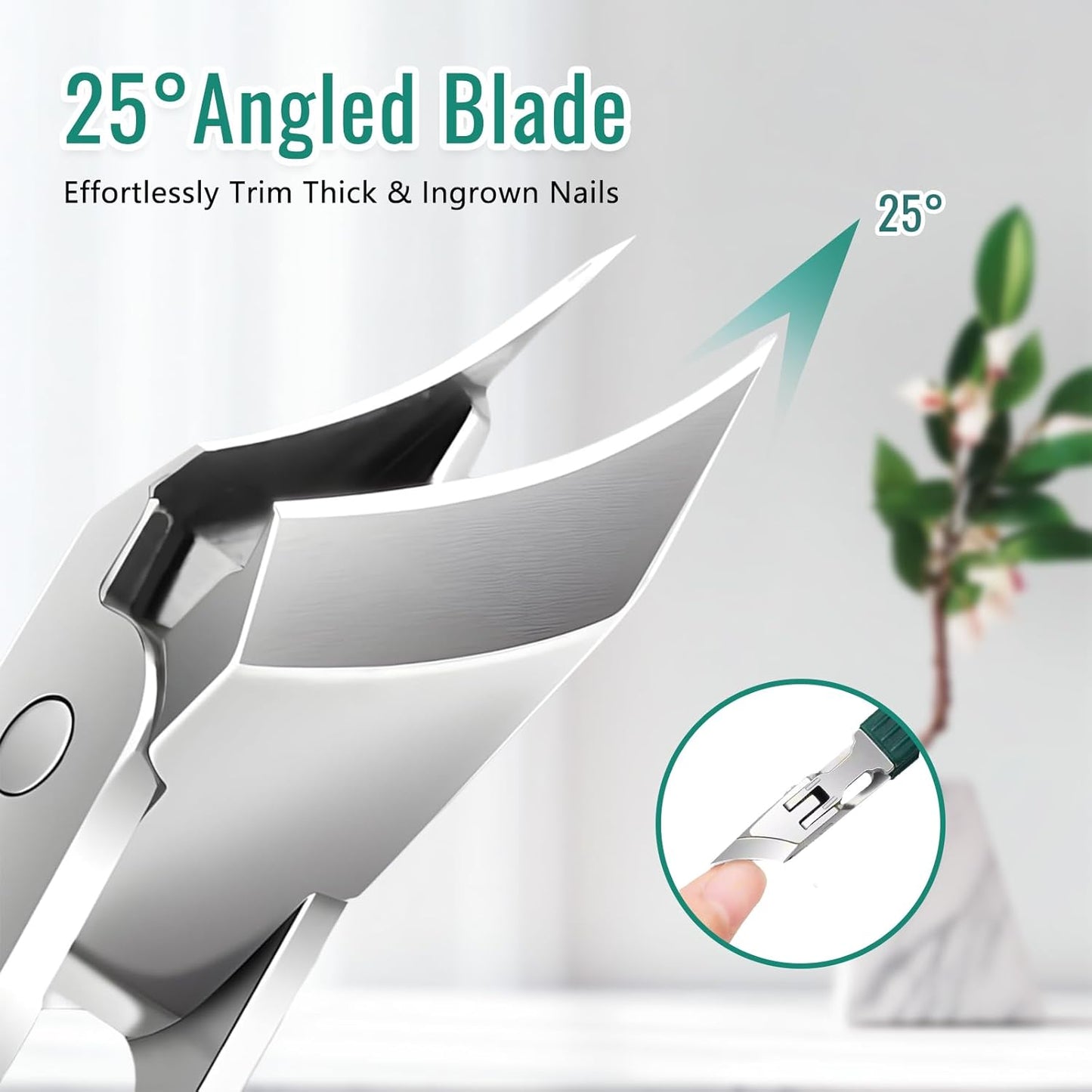 Eagle Beak Angled Nail Clippers 3-Piece Set, Anti-Splash Wide Jaw Toenail Clippers