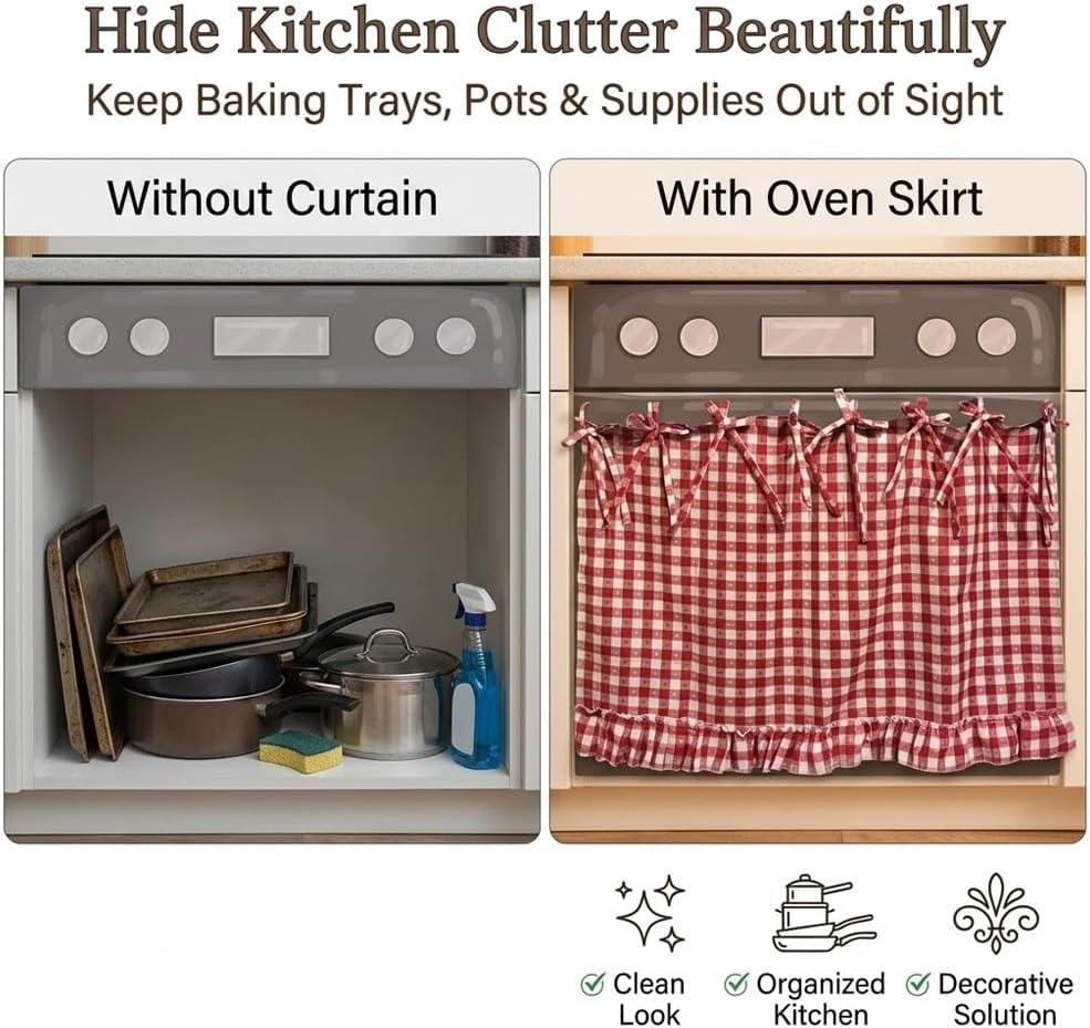 Handmade Decorative Oven Skirt - Heat-Resistant Fabric, Adjustable Fit